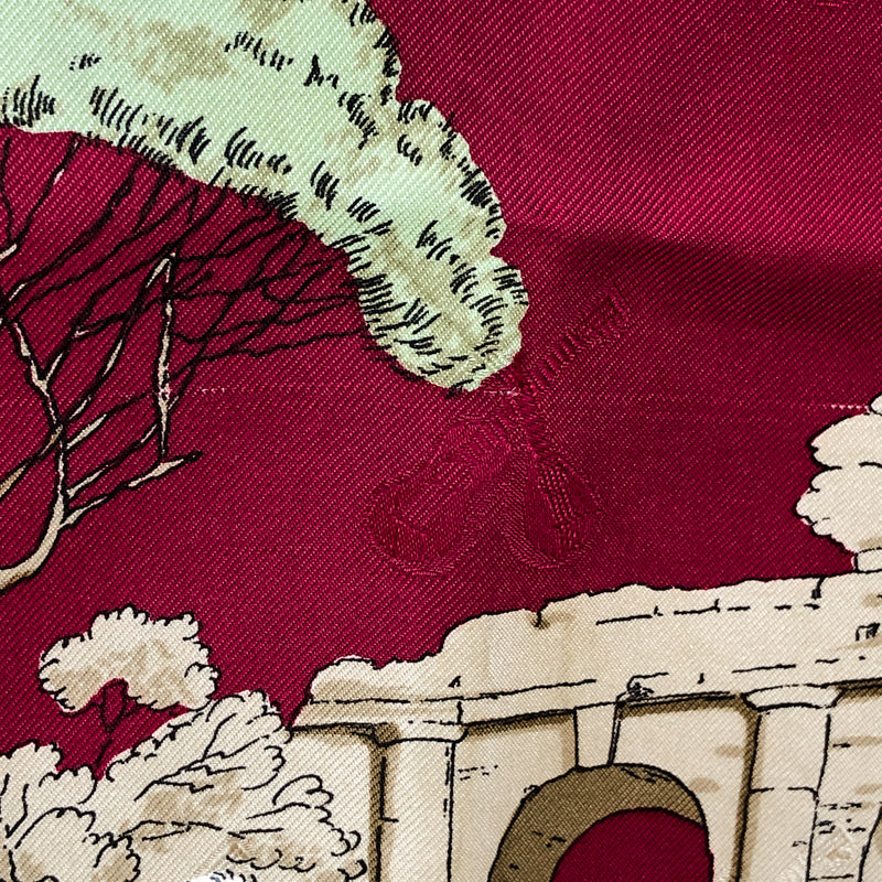 La Comédie Italienne Hermes Scarf by Philippe Ledoux Silk Lute Jacquard GRAIL Raspberry Col.