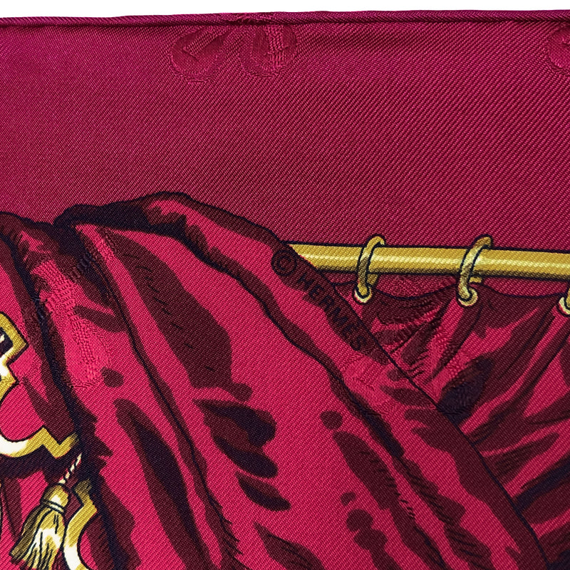 La Comédie Italienne Hermes Scarf by Philippe Ledoux Silk Lute Jacquard GRAIL Raspberry Col.