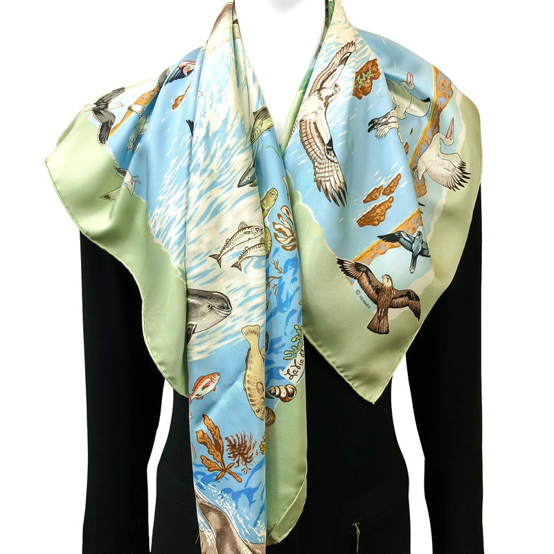 La Vie Precieuse de la Mediterranee Hermes Silk Scarf by Robert Dallet