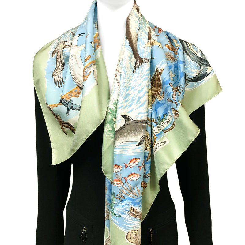 La Vie Precieuse de la Mediterranee Hermes Silk Scarf by Robert Dallet