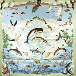 La Vie Precieuse de la Mediterranee Hermes Silk Scarf by Robert Dallet