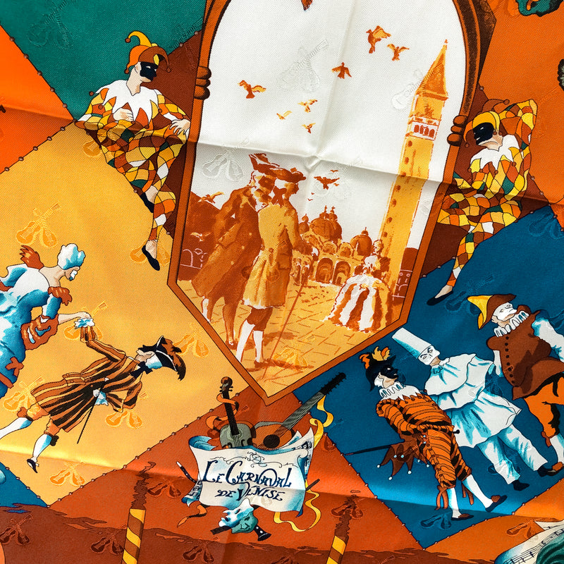 Le Carnaval de Venise Hermes Scarf by Hubert de Watrigant Jacquard Silk