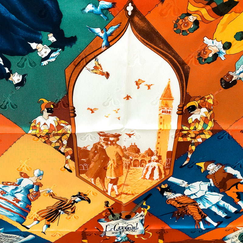 Le Carnaval de Venise Hermes Scarf by Hubert de Watrigant Jacquard Silk