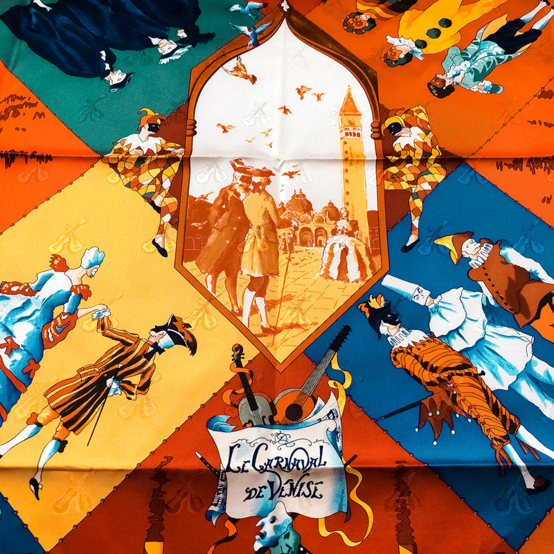 Le Carnaval de Venise Hermes Scarf by Hubert de Watrigant Jacquard Silk