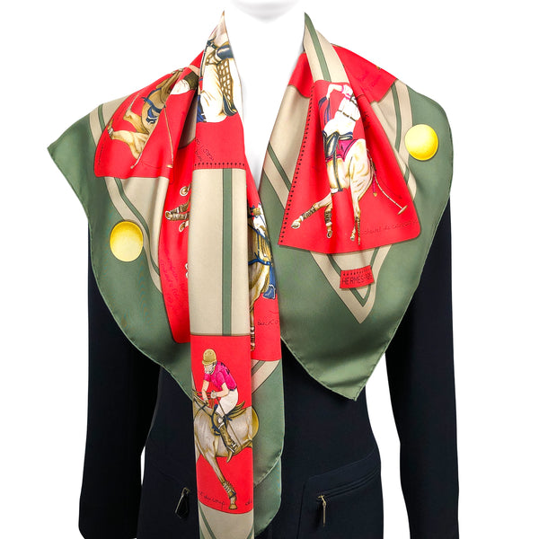 Le Monde du Polo Hermes Scarf by Crissey 90cm Silk Twill