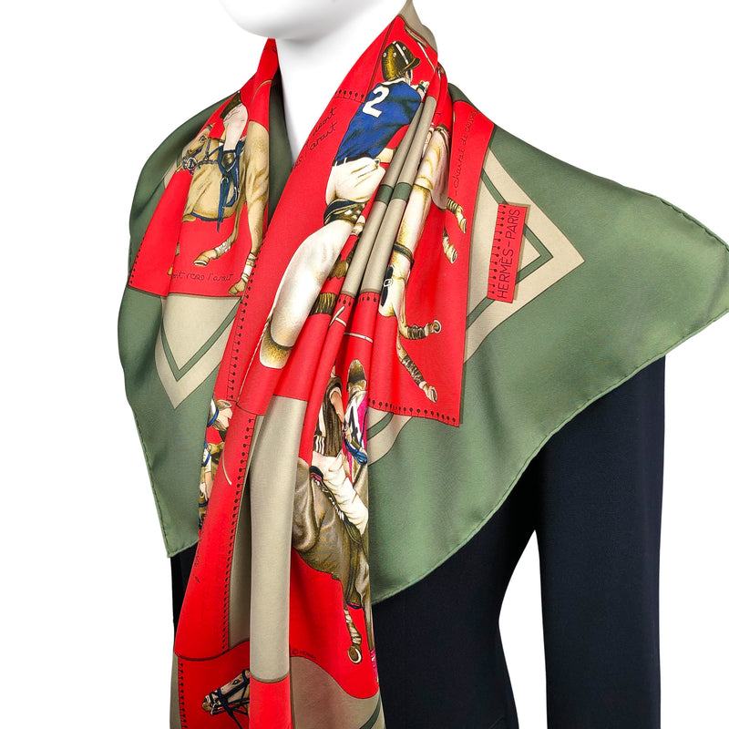 Le Monde du Polo Hermes Scarf by Crissey 90cm Silk Twill