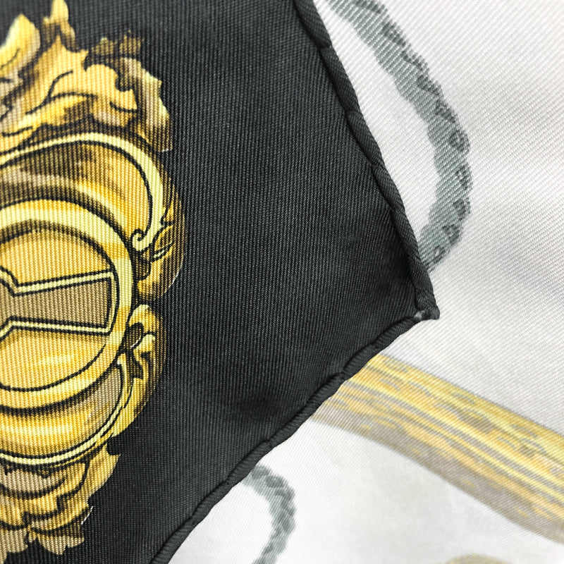 Les Clefs Hermes Scarf by Caty Latham 90 cm Silk Twill Black & White Col.