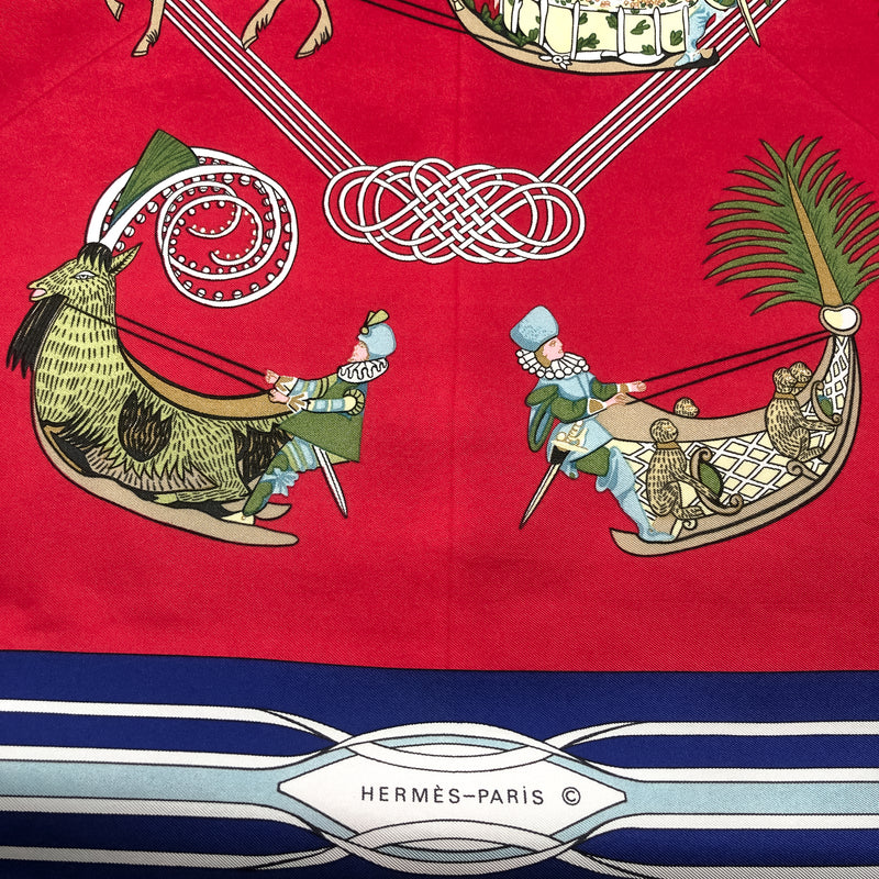 Les Fantaisies du Roy Hermes Scarf by Annie Faivre 90 cm Silk Twill | RARE