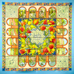 Les Jardins D'Andalousie Hermes Scarf by Aline Honore 90cm Silk Twill | Turquoise