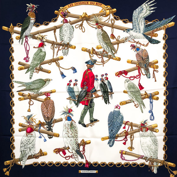 Les Oiseaux du Roy Hermes Scarf by Caty Latham 90cm Silk Twill