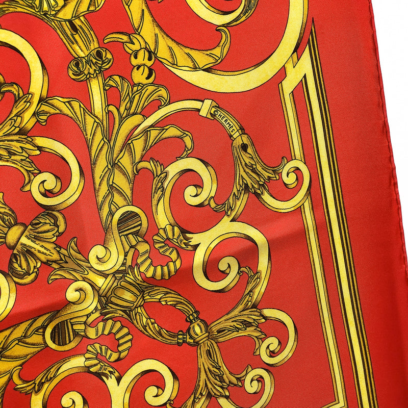 Les Tuileries Hermes Scarf by Joachim Metz 90 cm Silk Red | Gold