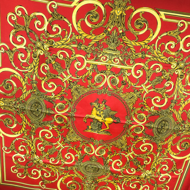 Les Tuileries Hermes Scarf by Joachim Metz 90 cm Silk Red | Gold