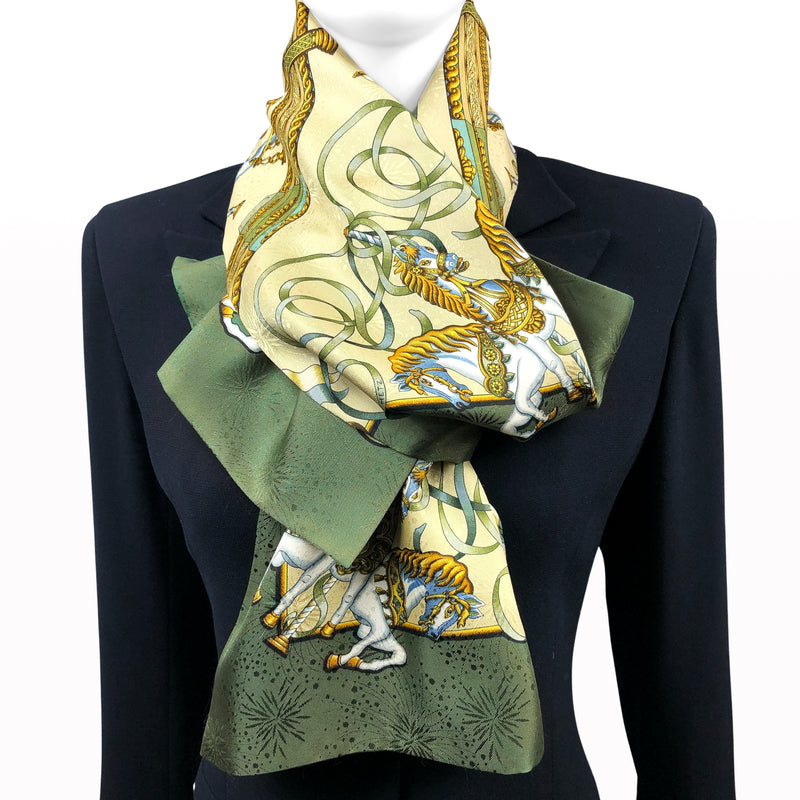 Luna Park Hermes Reversible Silk Jacquard Shawl | Opera Scarf by J. Metz RARE