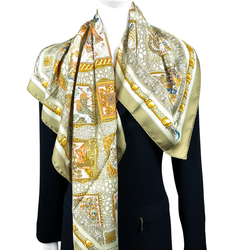 Mare Nostrum Hermes Scarf by Annie Faivre 90cm Silk Twill