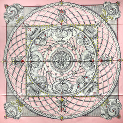 Monnaies et Symboles des Parisii Hermes Scarf By Zoe Pauwels 90 cm Silk Twill | Pink