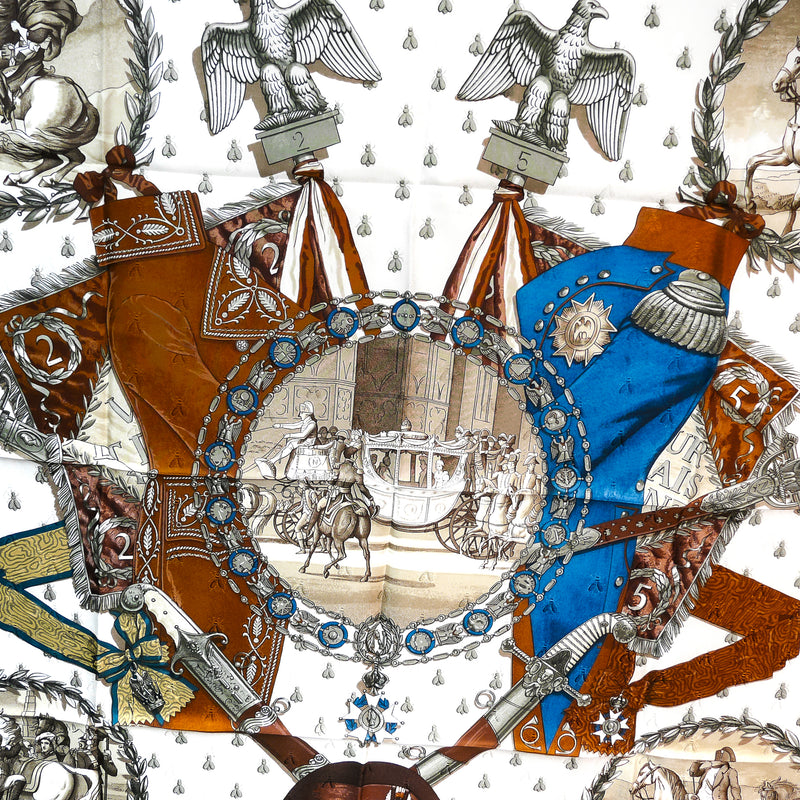 Napoleon Hermes Scarf by Philippe Ledoux 90 cm Silk Bee Jacquard MIB