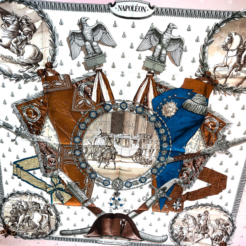 Napoleon Hermes Scarf by Philippe Ledoux 90 cm Silk Bee Jacquard MIB