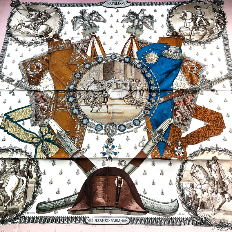 Napoleon Hermes Scarf by Philippe Ledoux 90 cm Silk Bee Jacquard MIB