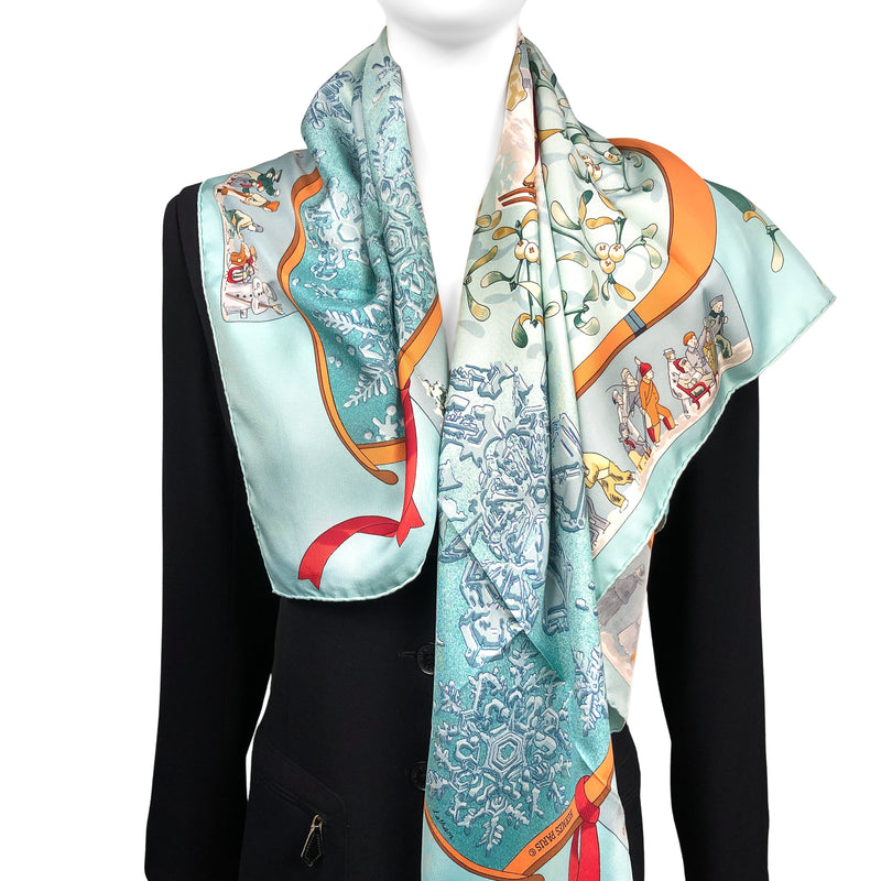 Neige d'Antan Hermes Scarf by Caty Latham 90cm Silk Twill