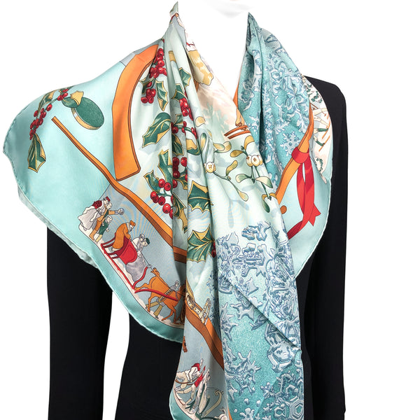 Neige d'Antan Hermes Scarf by Caty Latham 90cm Silk Twill