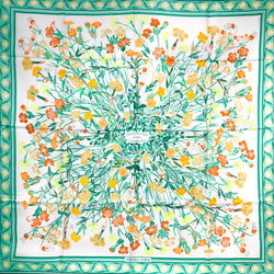 Oeillets Sauvages et Autres Caryophyllees Hermes Scarf 90cm Teal Col.