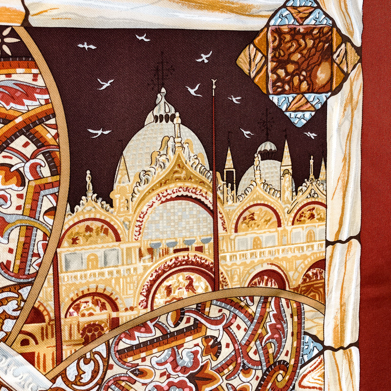 Trophees de Venise Hermes Scarf By Julia Abadie 90 cm Silk Twill