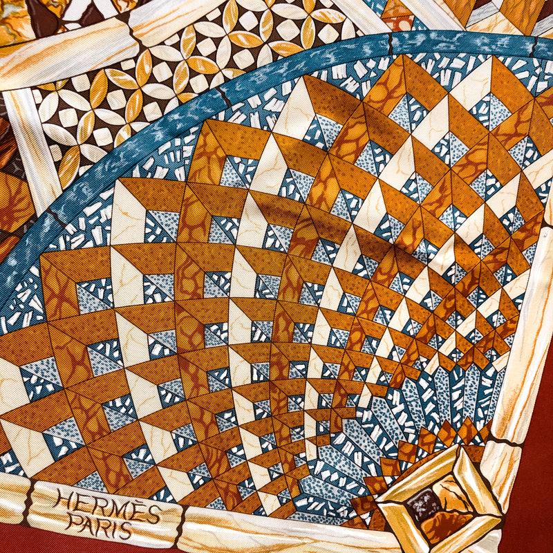 Trophees de Venise Hermes Scarf By Julia Abadie 90 cm Silk Twill