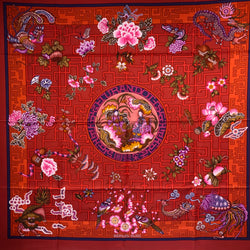 Turandot Hermes Scarf by Natsuno Hidaka 90 cm Silk Twill - GRAIL Red Col.