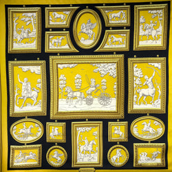 Wedgwood Hermes Scarf by Philippe Ledoux 90 cm Silk Twill Black | Gold