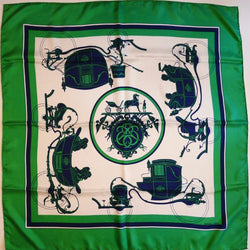 Ex Libris Hermes scarf in green, white and navy