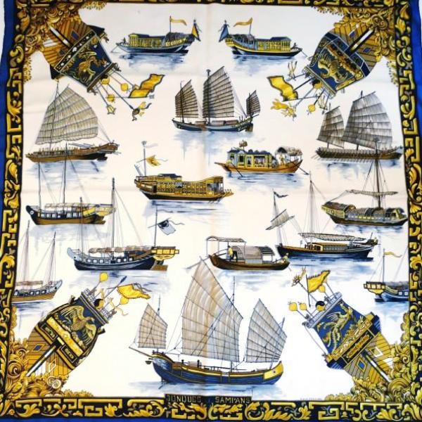 Vintage Hermes Silk Scarf Jonques et Sampans