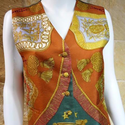 Authentic Vintage Hermes Silk Vest Poste et Cavalerie