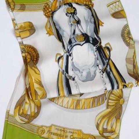 Vintage Hermes Silk Opera Shawl Frontaux et Cocardes 30 x 180 cm
