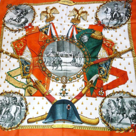 Authentic Vintage Hermes Silk Jacquard Scarf Napoleon