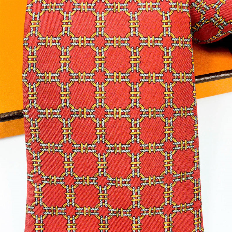 Hermes Silk Tie 668 OA Red RARE w/Tie Box