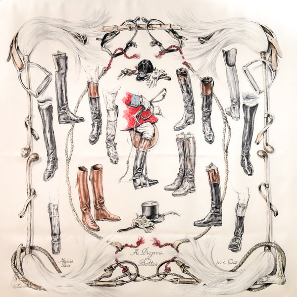 A Propos de Bottes Hermes Scarf by de Poret 90cm Silk