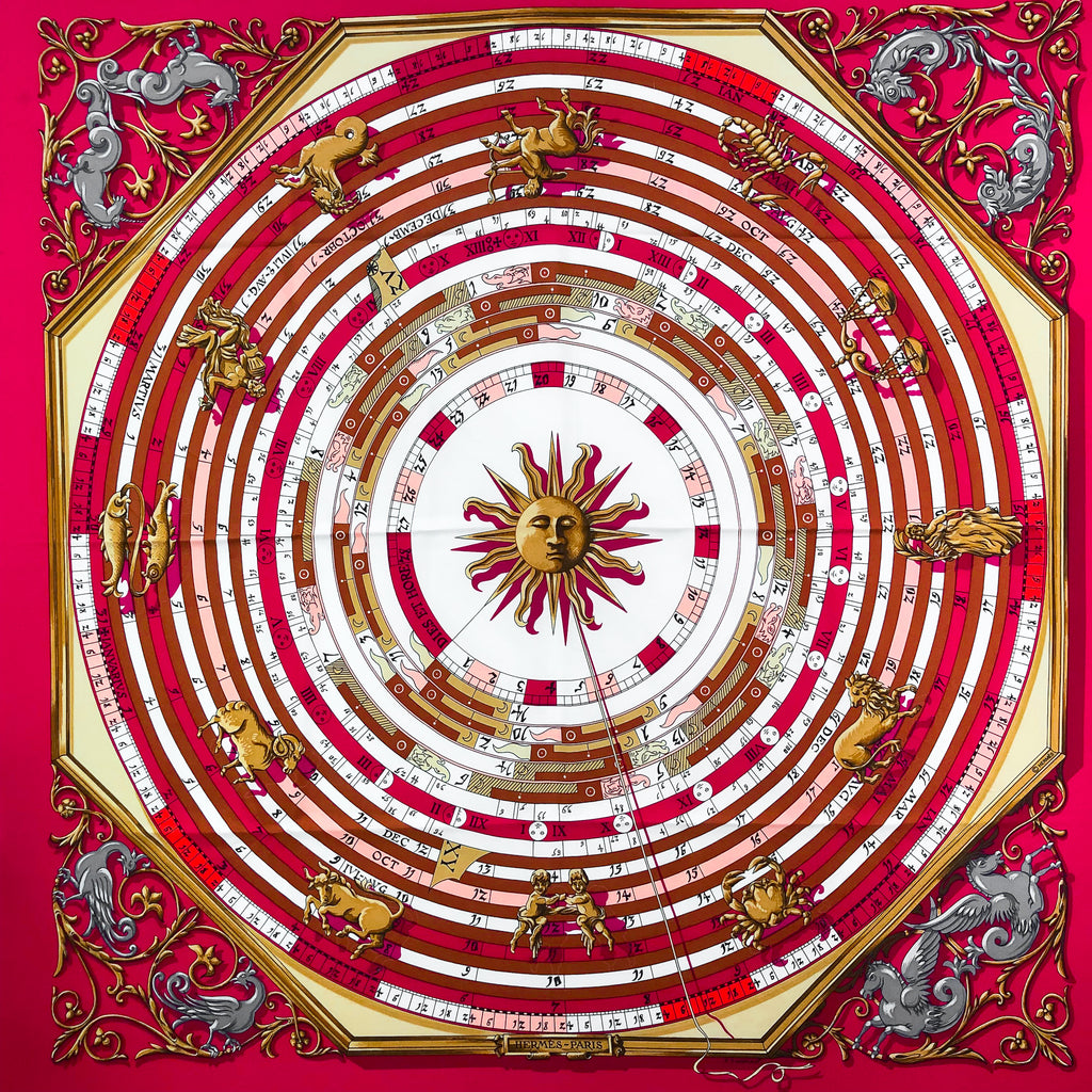 Astrologie aka Dies et Hore Hermes Scarf by Francoise Faconnet 90 cm S –  Carre de Paris