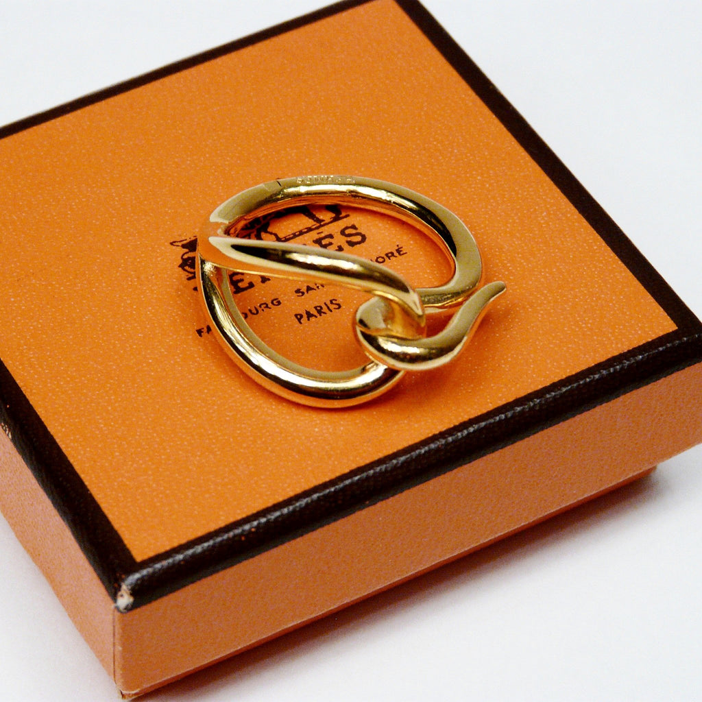 Hermes Scarf Ring Fontainebleau Gold Tone with Box – Carre de Paris