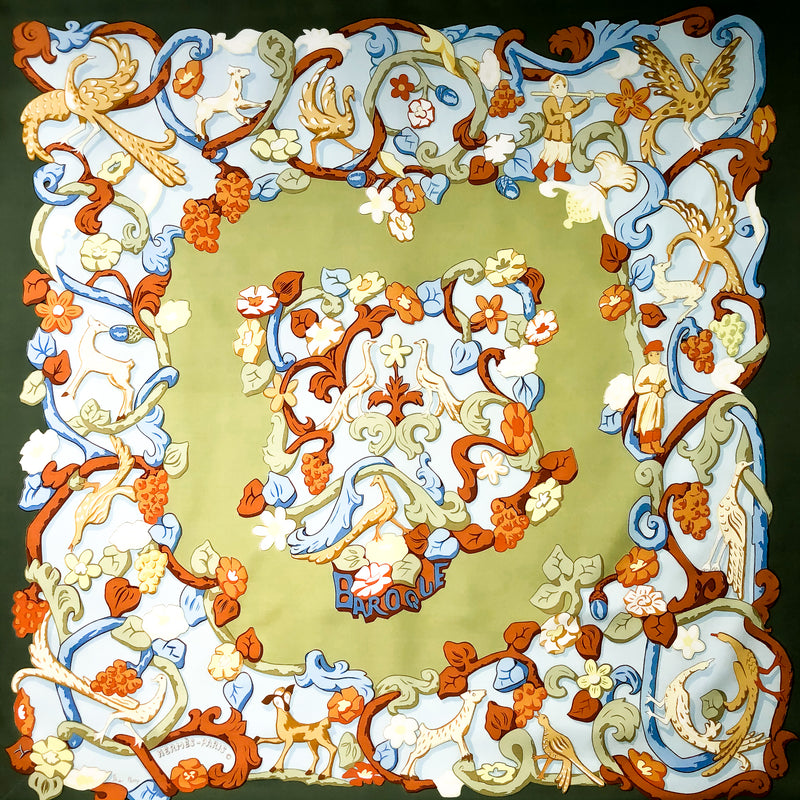 Baroque Hermes Scarf by Shan-Merry 90 cm Silk Twill - Rare