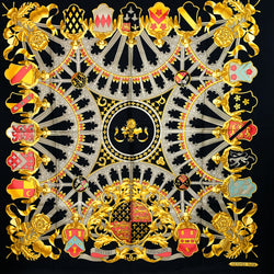 British Heraldry Hermes Scarf by Rybal 90 cm Silk Twill Black Colorway