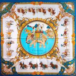 Caparacons de la France et de L'Inde Hermes Scarf by Philippe Ledoux 90 cm Silk Twill