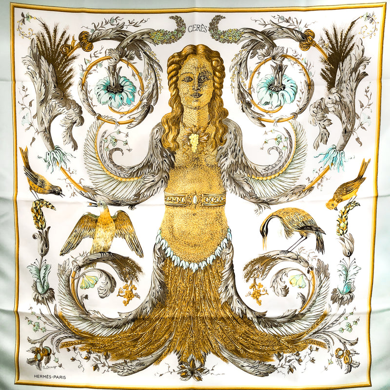Ceres Hermes Scarf by Francoise Faconnet 90 cm Silk Twill Original Issue