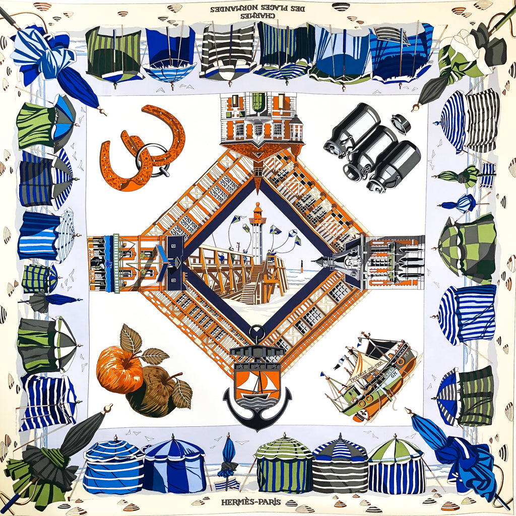 Charmes des Plages Normands Hermes Scarf by Loic Dubigeon 90cm 