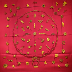 Clips Hermes Scarf by Rybal 90cm Silk Twill Red Col.