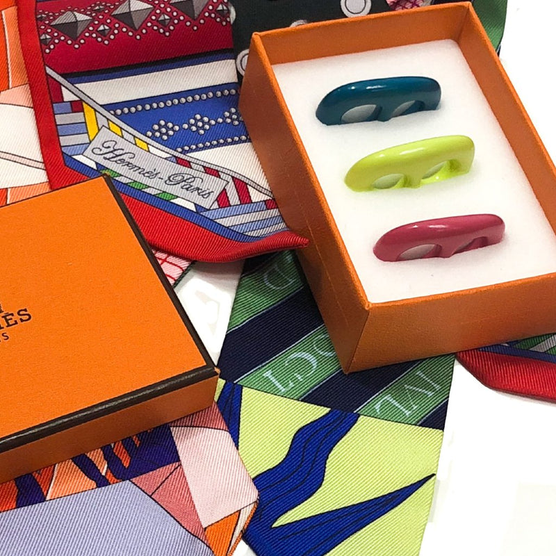Hermes Chaine d'Ancre 3-Piece Twilly Scarf Ring Set w/Box