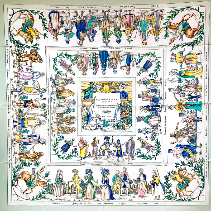Costumes Civils Actuels Hermes silk twill scarf 