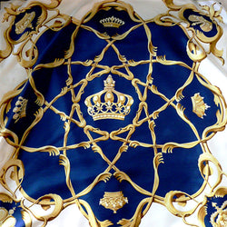 Crown or Couronnes HERMES Silk Scarf Blue White 90 cm