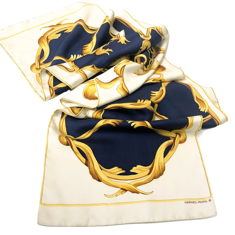 Crown Hermes Reversible Silk Shawl | Opera Scarf RARE
