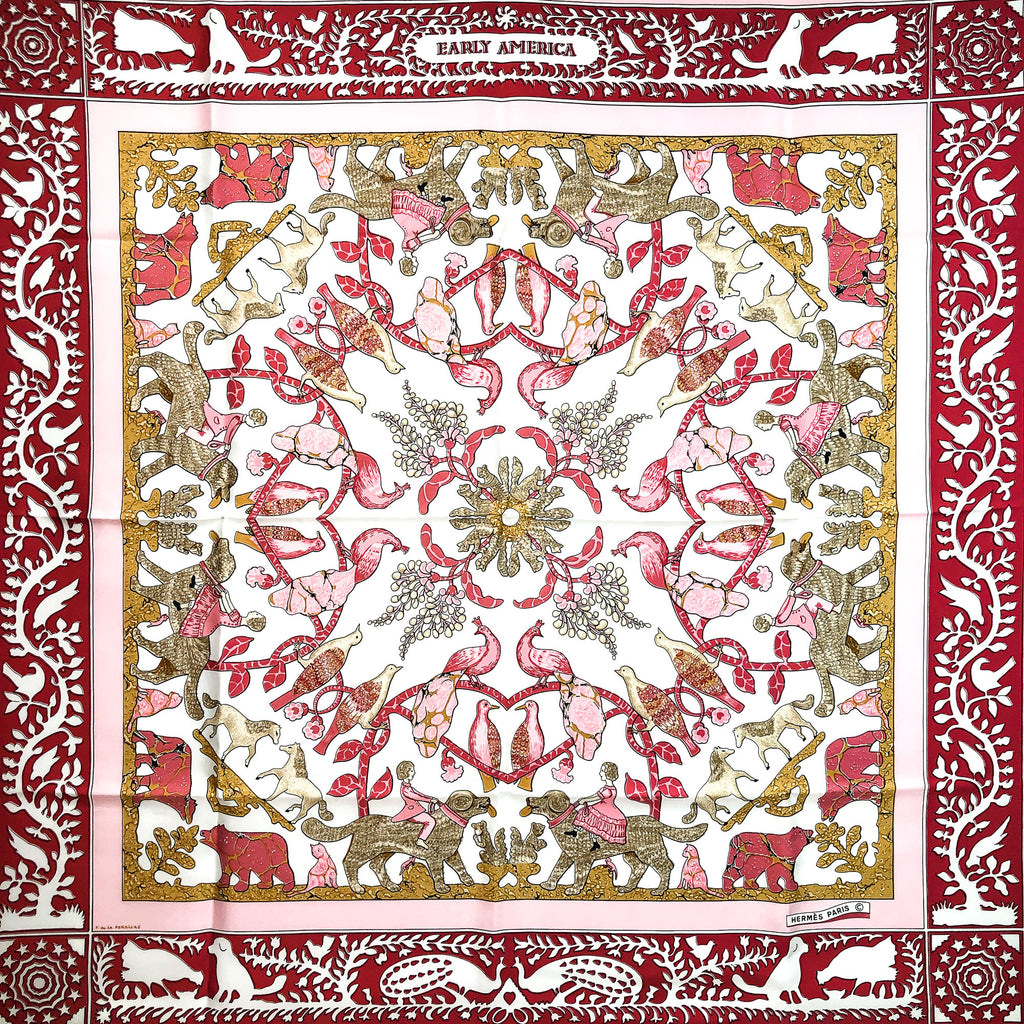 Cheval Turc Hermes Scarf by Vauzelles 90 cm Silk Twill Cinnamon