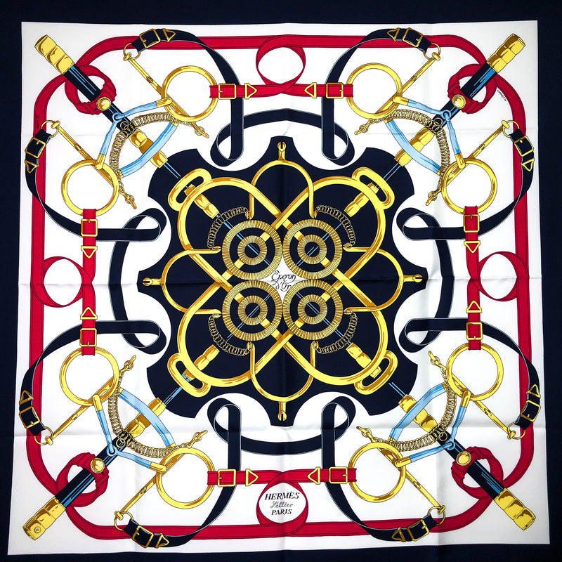 Eperon d'Or HERMES scarf in red, white and blue